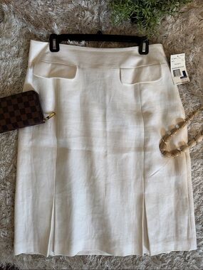 NWT Liz Claiborne Ivory Textured Skirt 14